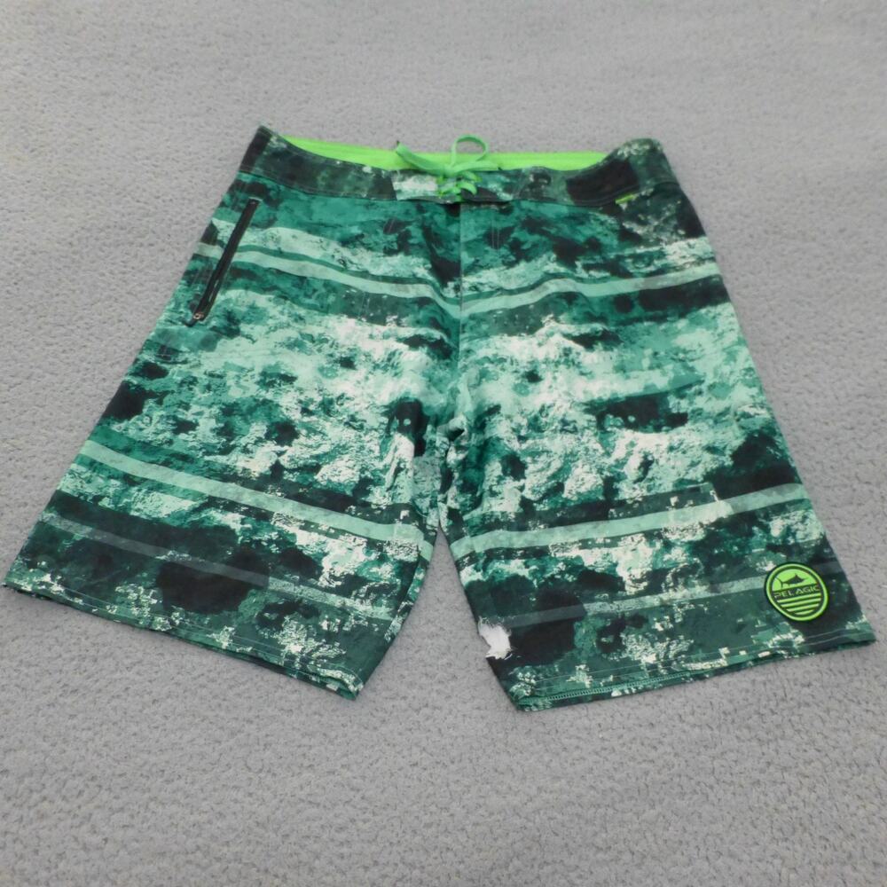 Pelagic Swim Trunks Mens 36 Argonaut Board Shorts Green Beach Surfing Drawstring